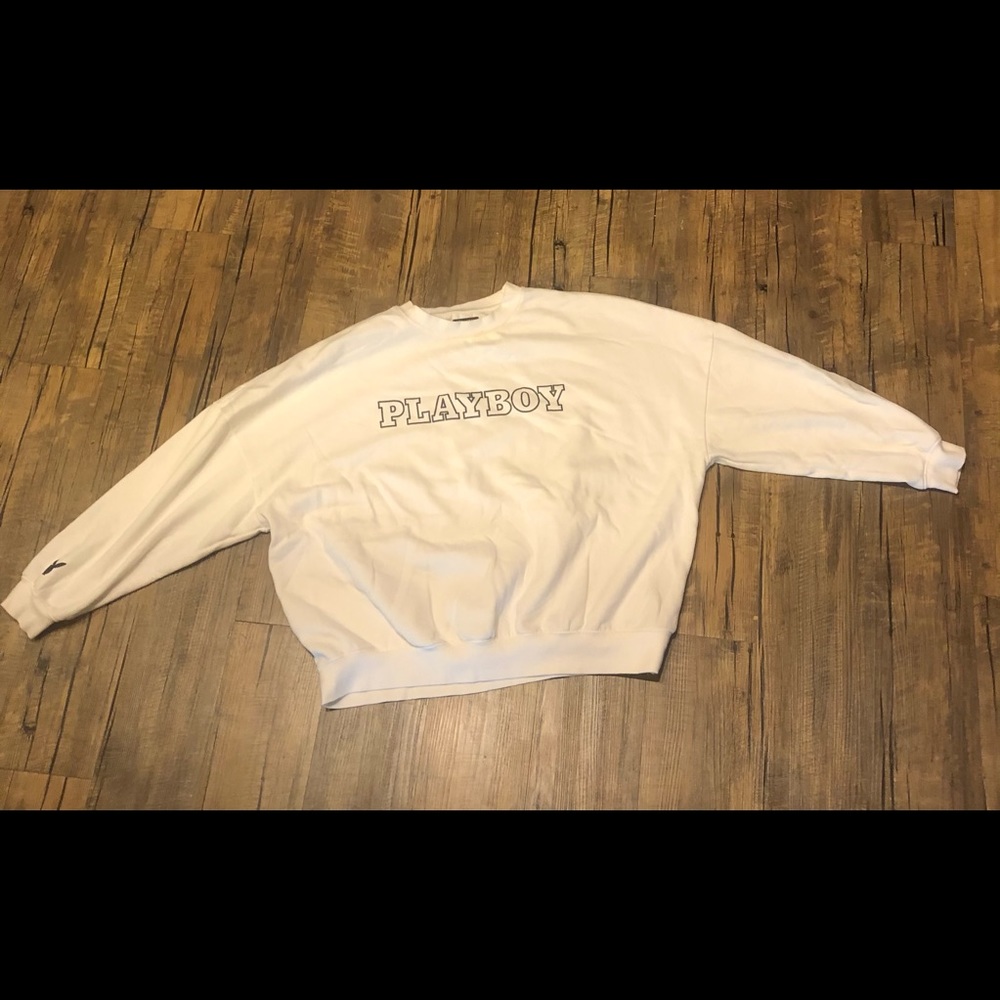 white playboy pacsun crewneck